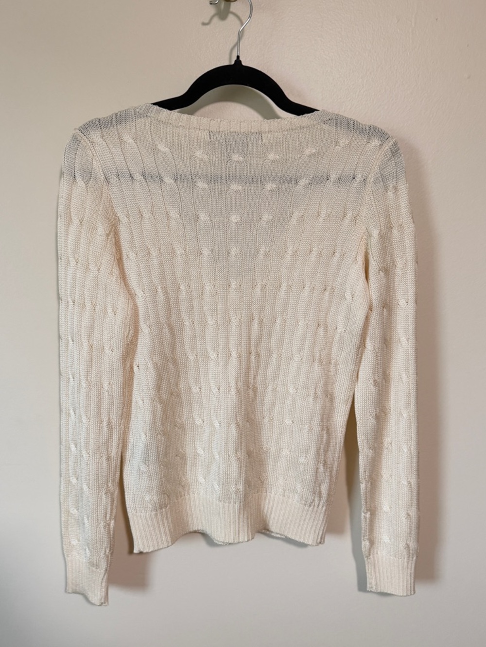 NWOT silk black label Ralph Lauren fisherman style cable knit ivory sweater -S - Picture 8 of 8